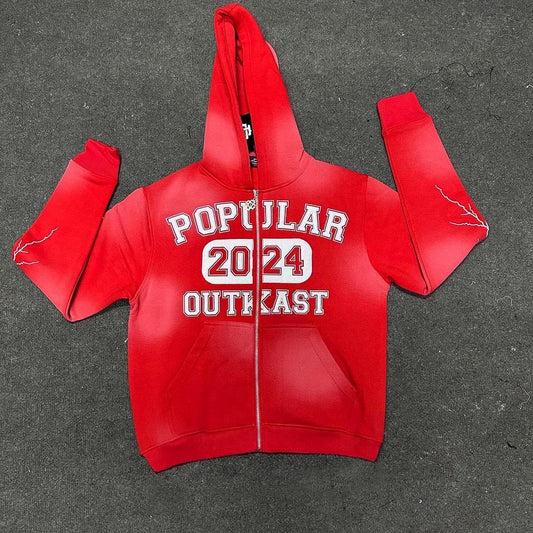 Popular OutKast “ Fire Red” Zip Up Hoodie