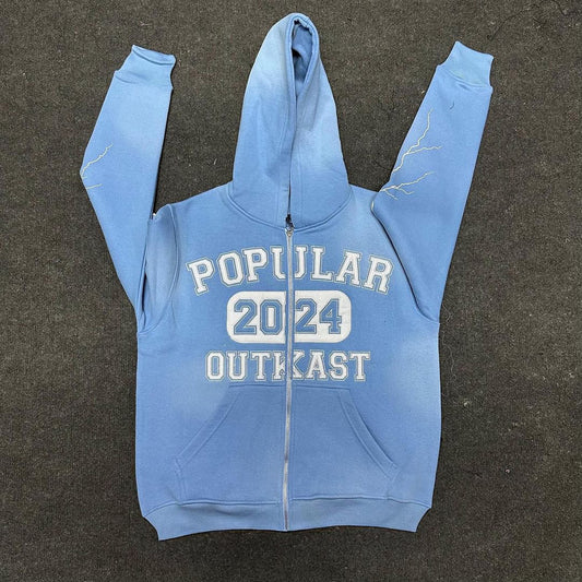 Popular OutKast “ Powder Blue 2024 “ Zip Up Hoodie