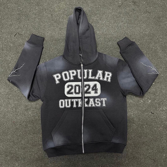 Popular OutKast “ Ash Gray 2024 “ Zip Up Hoodie