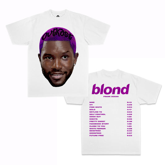 Frank Ocean Purple “Black Ink” White Edition Tee - Front & Back